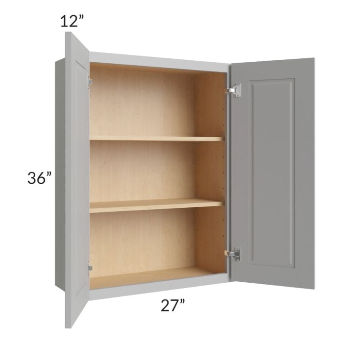 RTA Charlotte Grey 27" x 36" Wall Cabinet with 1 Decorative End Panel and Glass Door
