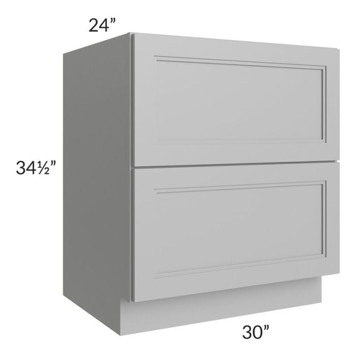 RTA Charlotte Grey 30" 2-Drawer Base Cabinet with 2 Decorative End Panels