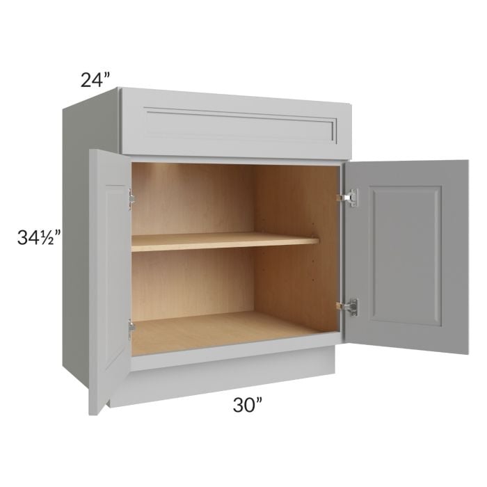 RTA Charlotte Grey 30" Base Cabinet with 2 Decorative End Panels and 2 Roll Out Trays