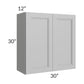 RTA Charlotte Grey 30" x 30" Wall Cabinet with 2 Decorative End Panels and Glass Door