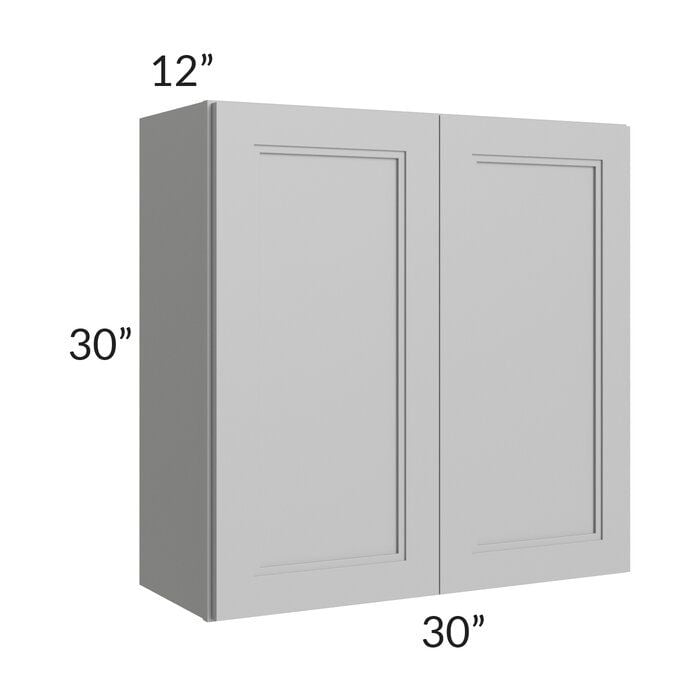 RTA Charlotte Grey 30" x 30" Wall Cabinet with 2 Decorative End Panels and Glass Door