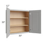 RTA Charlotte Grey 30" x 30" Wall Cabinet with 2 Decorative End Panels and Glass Door