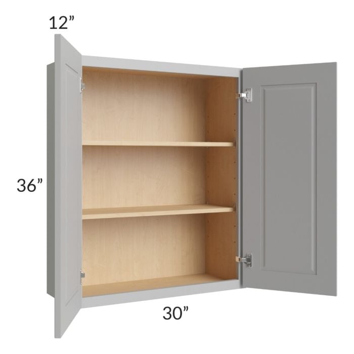 RTA Charlotte Grey 30" x 36" Wall Cabinet with 2 Decorative End Panels