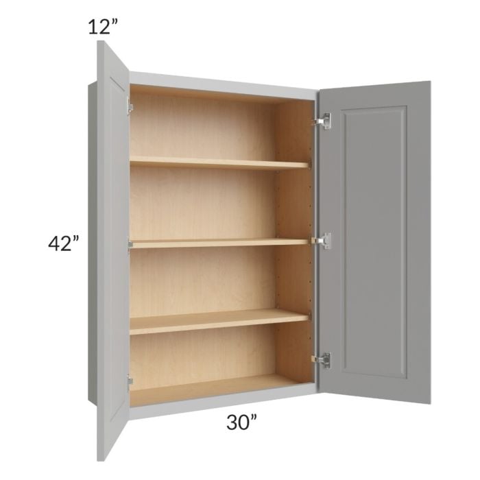 RTA Charlotte Grey 30" x 42" Wall Cabinet with 2 Decorative End Panels