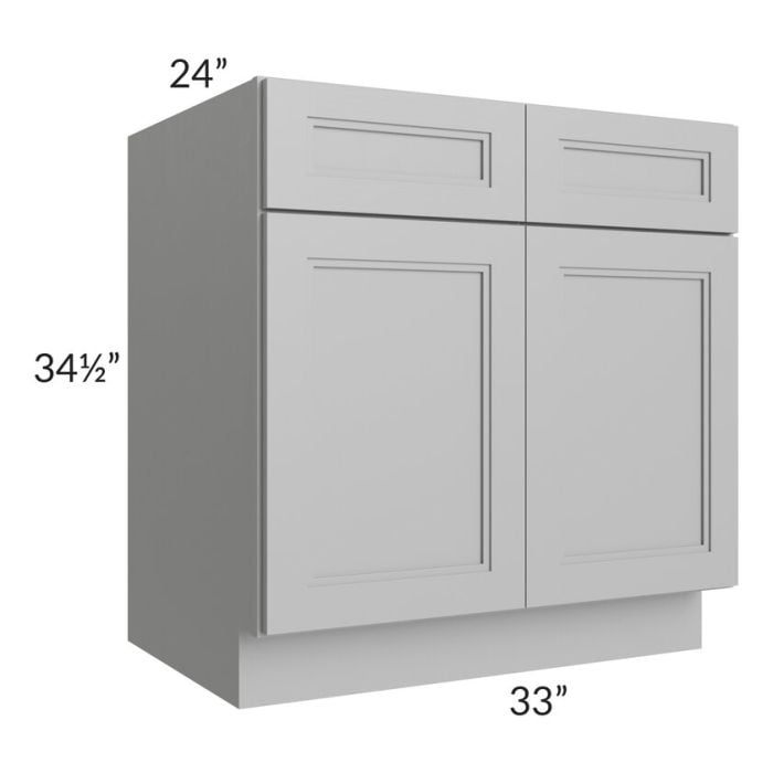 RTA Charlotte Grey 33" Base Cabinet with 1 Decorative End Panel and 2 Roll Out Trays