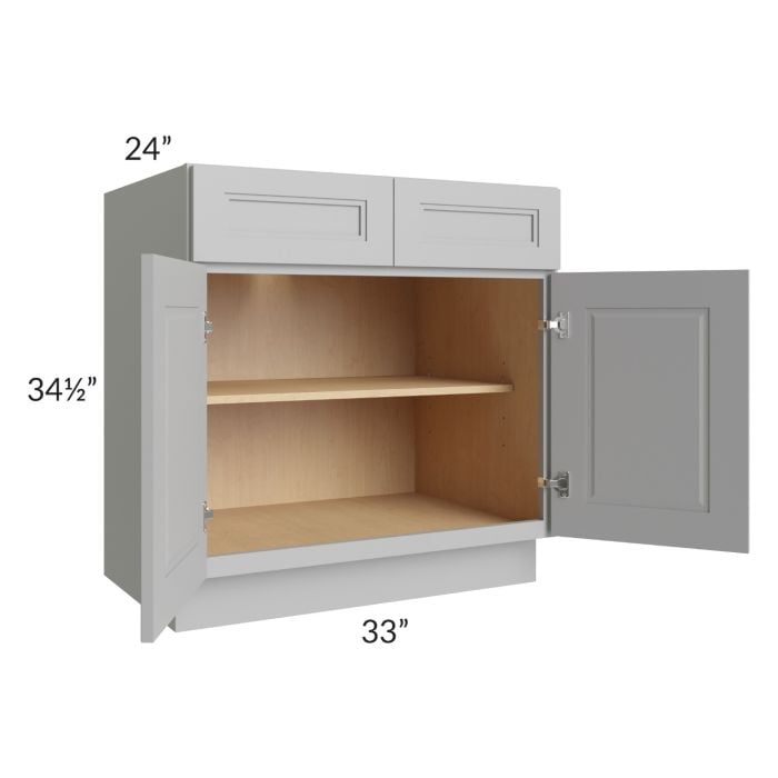 RTA Charlotte Grey 33" Base Cabinet with 2 Roll Out Trays
