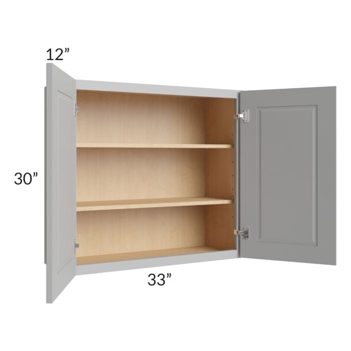 RTA Charlotte Grey 33" x 30" Wall Cabinet with 1 Decorative End Panel