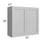 RTA Charlotte Grey 33" x 30" Wall Cabinet with Glass Door