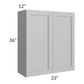 RTA Charlotte Grey 33" x 36" Wall Cabinet with Glass Door