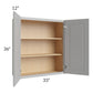 RTA Charlotte Grey 33" x 36" Wall Cabinet with Glass Door