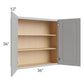 RTA Charlotte Grey 36" x 36" Wall Cabinet with 1 Decorative End Panel and Glass Door