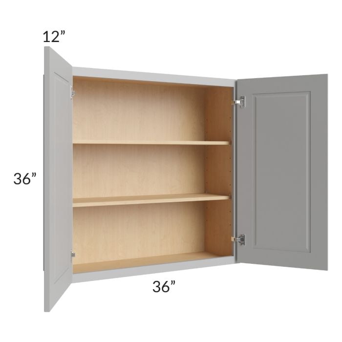 RTA Charlotte Grey 36" x 36" Wall Cabinet with 1 Decorative End Panel and Glass Door