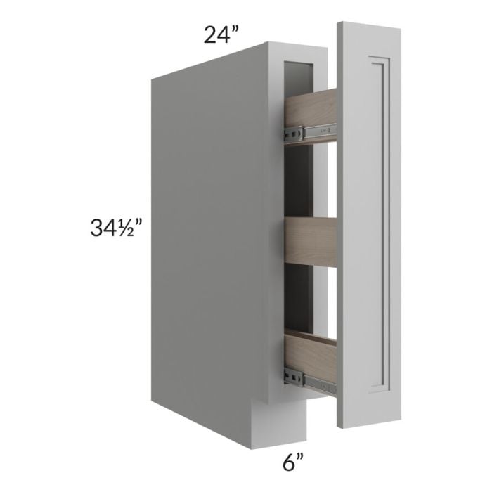 RTA Charlotte Grey 6" Spice Base Cabinet with 2 Decorative End Panels