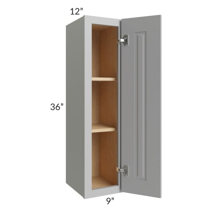 RTA Charlotte Grey 9" x 36" Wall Cabinet with 1 Decorative End Panel