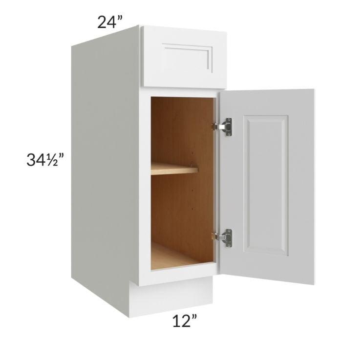 RTA Charlotte White 12" Base Cabinet with 1 Decorative End Panel
