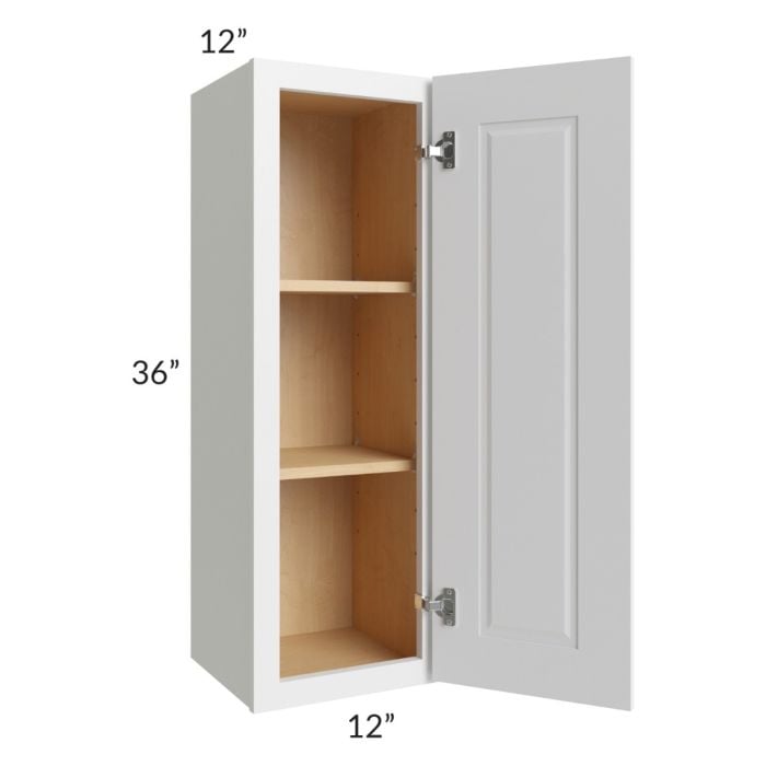 RTA Charlotte White 12" x 36" Wall Cabinet with 1 Decorative End Panel and Glass Door