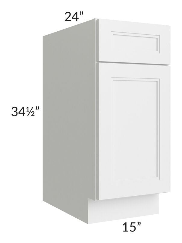 RTA Charlotte White 15" Base Cabinet with 1 Decorative End Panel