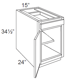 RTA Charlotte White 15" Base Cabinet with 2 Roll Out Trays