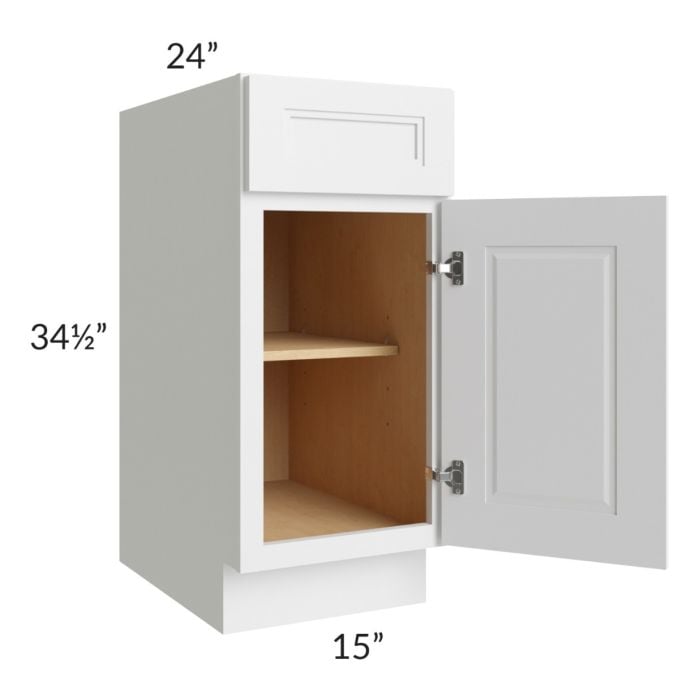 RTA Charlotte White 15" Base Cabinet with Utensil Drawer