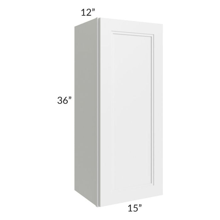 RTA Charlotte White 15" x 36" Wall Cabinet with Glass Door