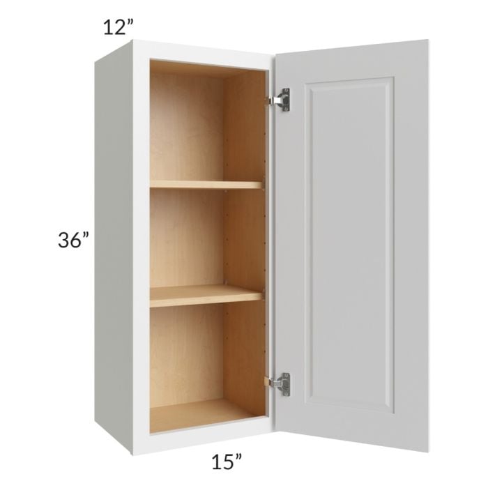 RTA Charlotte White 15" x 36" Wall Cabinet with Glass Door