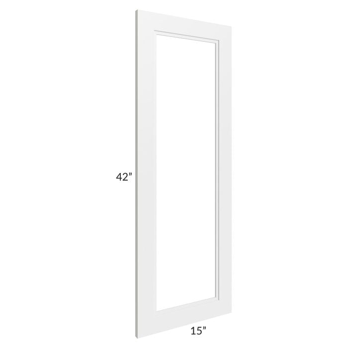 RTA Charlotte White 15" x 42" Glass Door Only (can be used with a 24x42 corner cabinet)