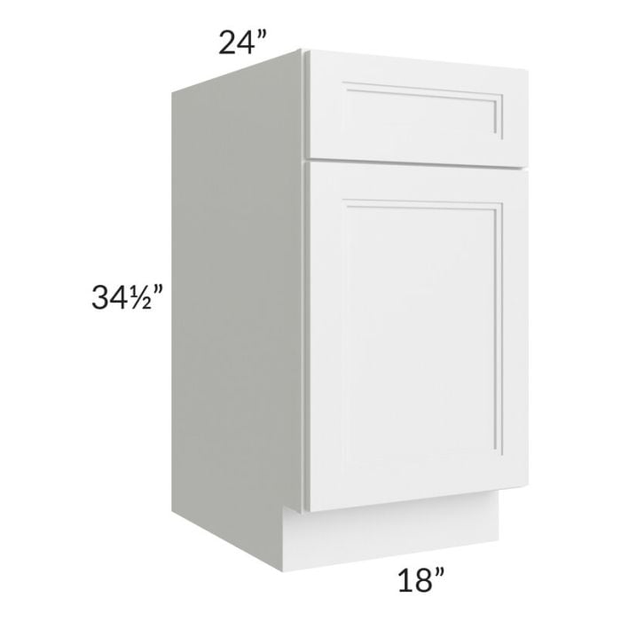 RTA Charlotte White 18" Base Cabinet with 2 Roll Out Trays