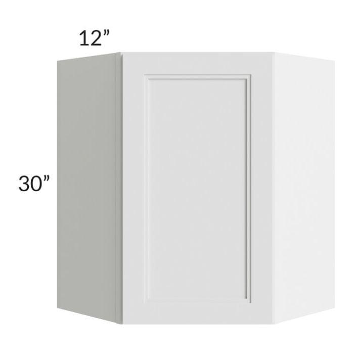 RTA Charlotte White 24" x 30" Wall Diagonal Corner Cabinet with Glass Door