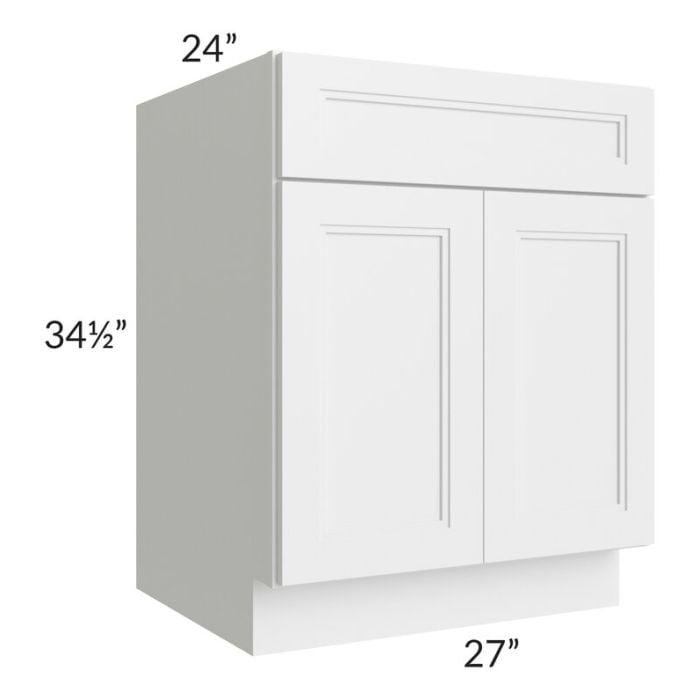 RTA Charlotte White 27" Base Cabinet with 1 Decorative End Panel and 2 Roll Out Trays