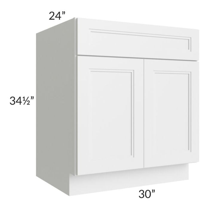 RTA Charlotte White 30" Base Cabinet with 2 Roll Out Trays