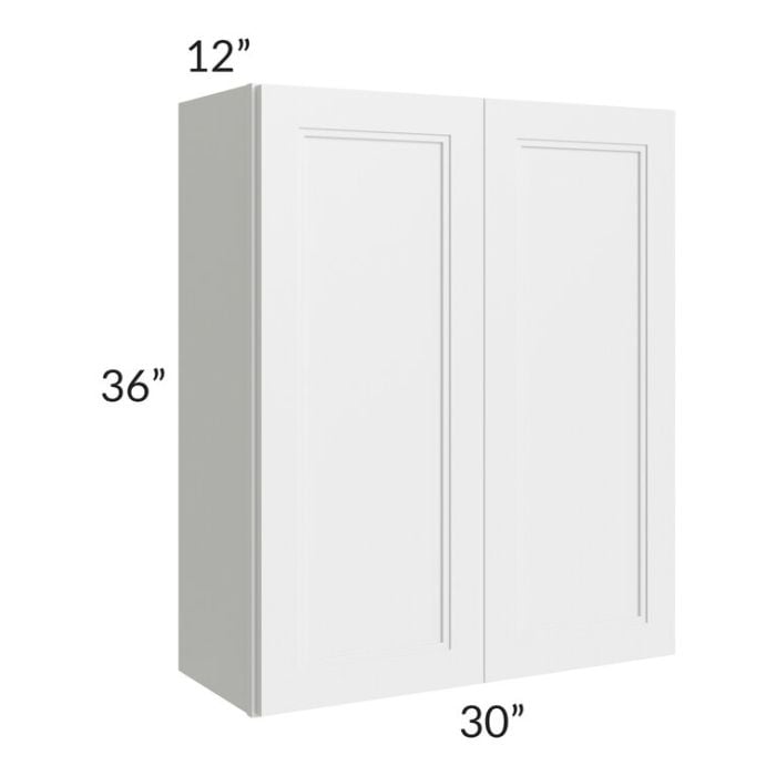 RTA Charlotte White 30" x 36" Wall Cabinet with 1 Decorative End Panel and Glass Door
