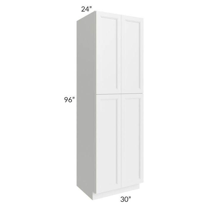 RTA Charlotte White 30" x 96" Wall Pantry with 2 Sides Decorative End Panels and 4 Roll Out Trays