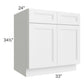 RTA Charlotte White 33" Base Cabinet with 1 Roll Out Tray