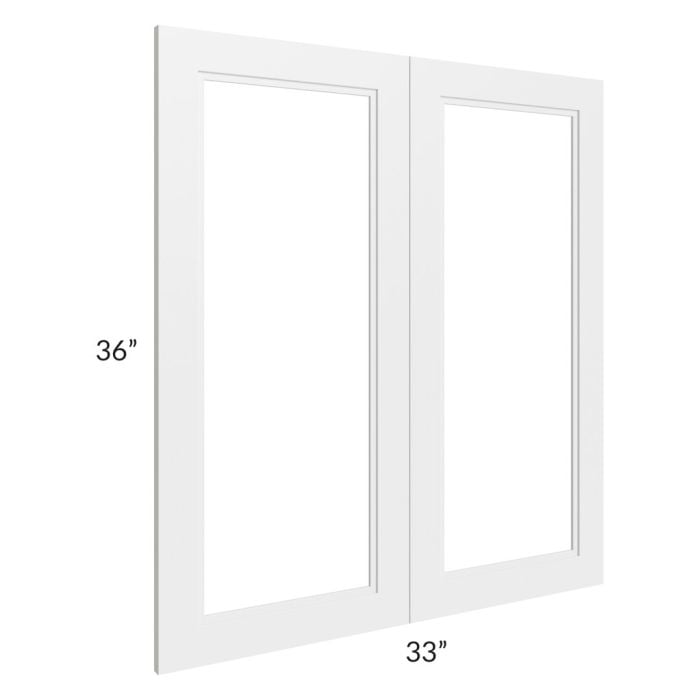 RTA Charlotte White 33" x 36" Glass Doors Only