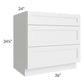 RTA Charlotte White 36" 3-Drawer Base Cabinet with 2 Decorative End Panels