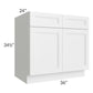 RTA Charlotte White 36" Base Cabinet with 2 Roll Out Trays
