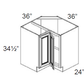 RTA Charlotte White 36" Corner Base Cabinet (Trays sold separately for a Lazy Susan application) with 2 Decorative End Panels and Lazy Susan Trays