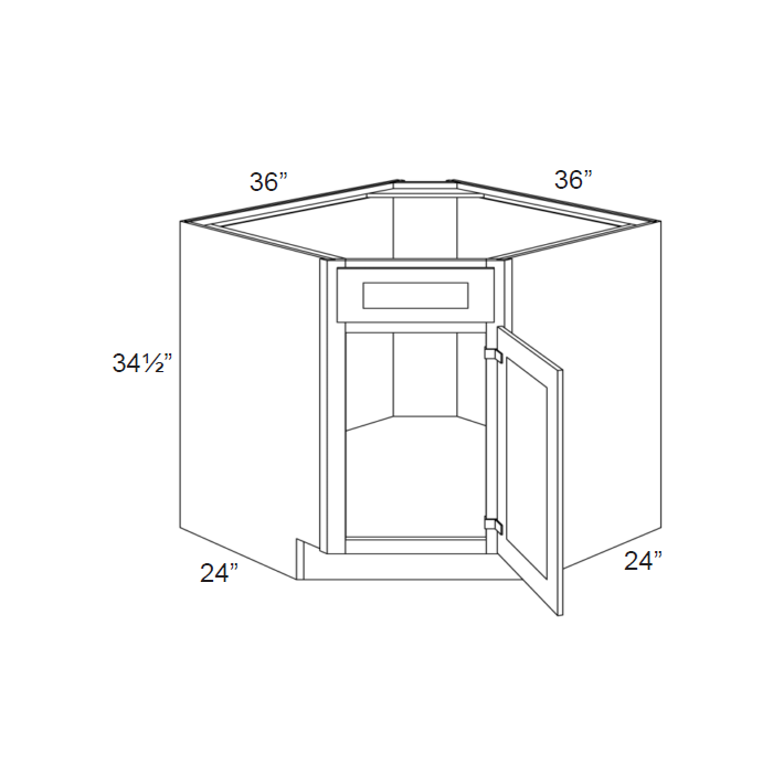 RTA Charlotte White 36" Diagonal Corner Sink Base Cabinet