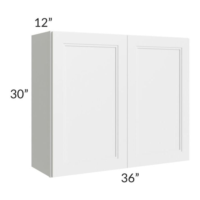 RTA Charlotte White 36" x 30" Wall Cabinet with 1 Decorative End Panel and Glass Door