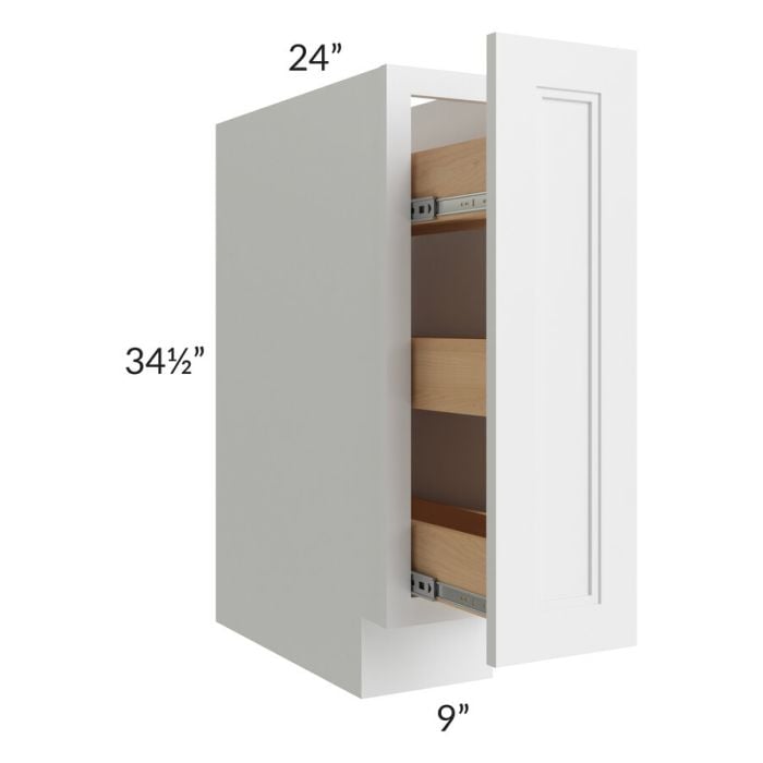RTA Charlotte White 9" Spice Base Cabinet with 1 Decorative End Panel