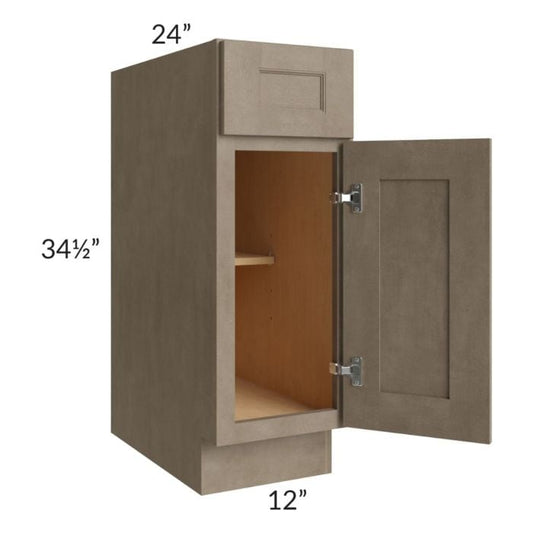 RTA Cobblestone Grey 12" Base Cabinet - Left Hinged with 1 Decorative End Panel