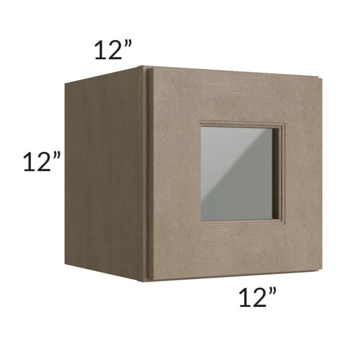 RTA Cobblestone Grey 12" x 12" Decorative Wall Cabinet with Plain Glass and 2 Skins