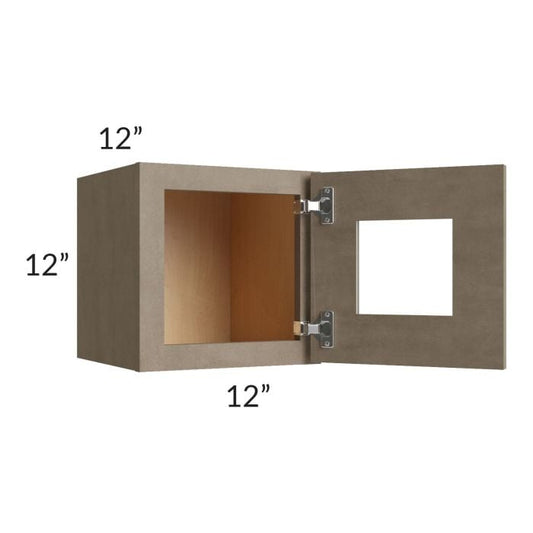 RTA Cobblestone Grey 12" x 12" Decorative Wall Cabinet with Plain Glass and 2 Skins