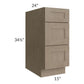 RTA Cobblestone Grey 15" 3-Drawer Base Cabinet with 1 Skin