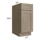 RTA Cobblestone Grey 15" Base Cabinet - Right Hinged with 1 Decorative End Panel and 1 Roll Out Tray