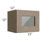 RTA Cobblestone Grey 15" x 12" Wall Cabinet with Plain Glass and 1 Skin