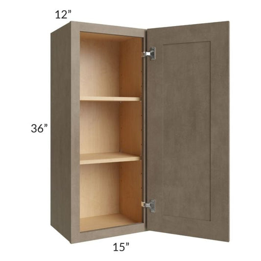RTA Cobblestone Grey 15" x 36" Wall Cabinet with 2 Decorative End Panels
