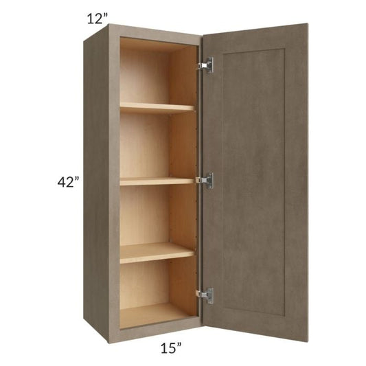 RTA Cobblestone Grey 15" x 42" Wall Cabinet with 1 Decorative End Panel and 2 Skins