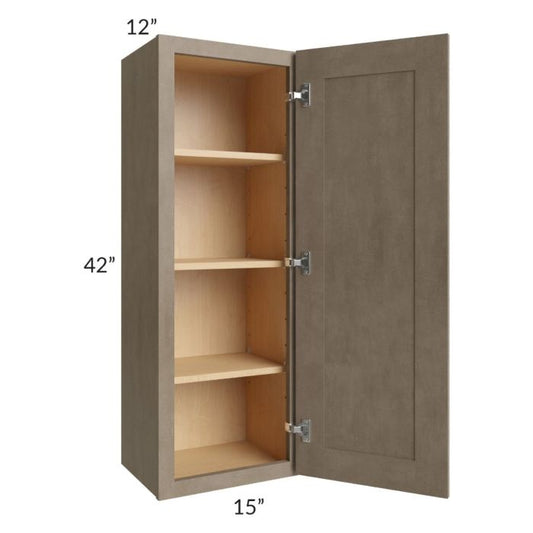 RTA Cobblestone Grey 15" x 42" Wall Cabinet with 1 Decorative End Panel