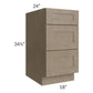 RTA Cobblestone Grey 18" 3-Drawer Base Cabinet with 1 Skin